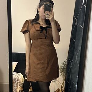 Blu Pepper Polka Dot Mini Dress with Velvet Bow